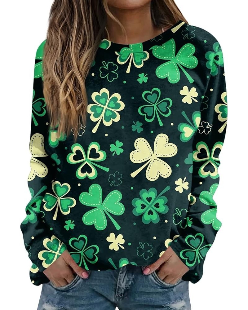 St Patrick's Day Sweatshirt Women Shamrock Crewneck Long Sleeve Shirt Casual Pullover Loose Clover St Patricks Day Sweatshirt...