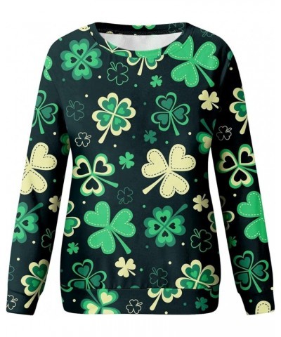 St Patrick's Day Sweatshirt Women Shamrock Crewneck Long Sleeve Shirt Casual Pullover Loose Clover St Patricks Day Sweatshirt...