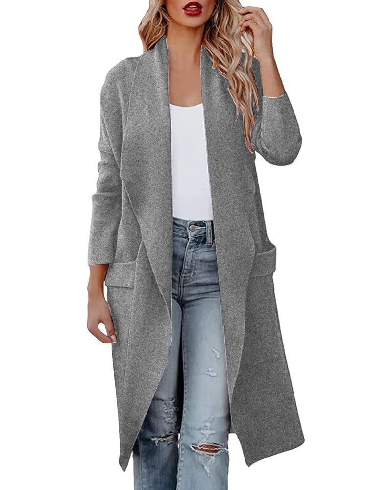 Women's Wool Trench Coats Long Classic Winter Lapel Collar Belted Pea Coats Fashion Loose Wool Peacoat Jackets N-grey $24.74 ...