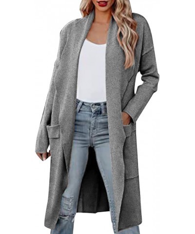 Women's Wool Trench Coats Long Classic Winter Lapel Collar Belted Pea Coats Fashion Loose Wool Peacoat Jackets N-grey $24.74 ...