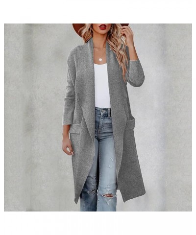 Women's Wool Trench Coats Long Classic Winter Lapel Collar Belted Pea Coats Fashion Loose Wool Peacoat Jackets N-grey $24.74 ...