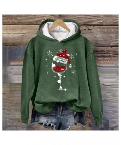 Christmas Hoodies for Women Xmas Printed Thick Thermal Pullover Hooded Sweatshirts Cute Womens Christmas Costumes W1-green $6...