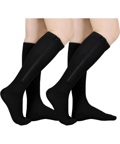 2 Pairs Zipper Compression Socks, Open Toe Compression Socks for Women, Compression Stockings with Zipper for Women & Men Med...