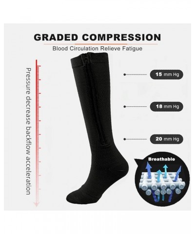 2 Pairs Zipper Compression Socks, Open Toe Compression Socks for Women, Compression Stockings with Zipper for Women & Men Med...