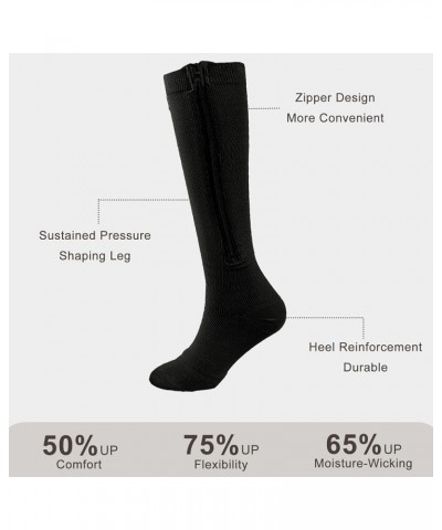 2 Pairs Zipper Compression Socks, Open Toe Compression Socks for Women, Compression Stockings with Zipper for Women & Men Med...