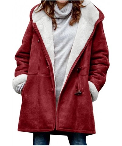 Plus Size Womens Winter Coats 2023 Warm Sherpa Fleece Lined Disressed Jackets Hooded Parka Faux Suede Pea Coat Outwear A 02(b...