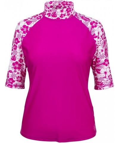 Women's Aloha Short Sleeve Sun and Swim Shirt with UPF 50+ Sun Protection – Womens Short Sleeve Rash Guard Hot Pink Aloha $31...