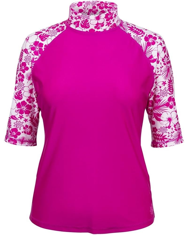 Women's Aloha Short Sleeve Sun and Swim Shirt with UPF 50+ Sun Protection – Womens Short Sleeve Rash Guard Hot Pink Aloha $31...