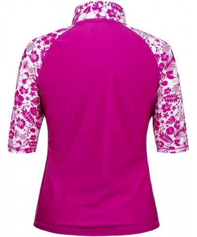 Women's Aloha Short Sleeve Sun and Swim Shirt with UPF 50+ Sun Protection – Womens Short Sleeve Rash Guard Hot Pink Aloha $31...