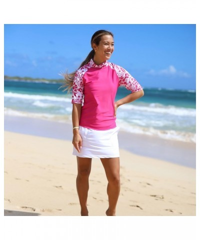 Women's Aloha Short Sleeve Sun and Swim Shirt with UPF 50+ Sun Protection – Womens Short Sleeve Rash Guard Hot Pink Aloha $31...