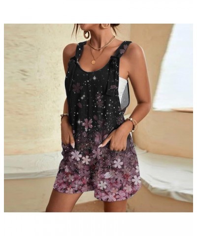 Women Rompers Casual Summer Adjustable Tie Knot Straps Short Bib Overalls 2024 Sleeveless Shorts Jumpsuits Pockets 05-purple ...