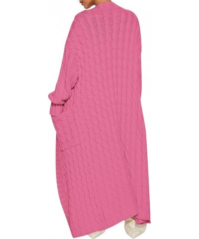 Womens Long Cardigan Sweater Long Sleeve Open Front Knit Maxi Duster Outwear 2023 Trendy Jacket Coats Clothes Hot Pink $28.08...