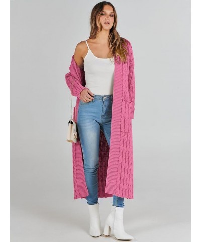 Womens Long Cardigan Sweater Long Sleeve Open Front Knit Maxi Duster Outwear 2023 Trendy Jacket Coats Clothes Hot Pink $28.08...