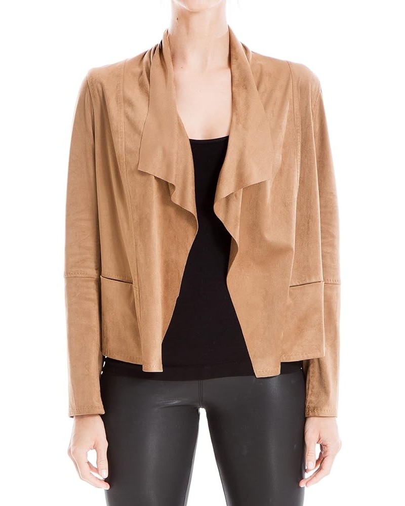 Women's Faux Suede Short Drape Jacket Vicuna $20.24 Coats