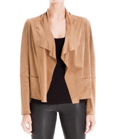 Women's Faux Suede Short Drape Jacket Vicuna $20.24 Coats