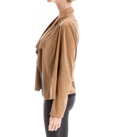 Women's Faux Suede Short Drape Jacket Vicuna $20.24 Coats