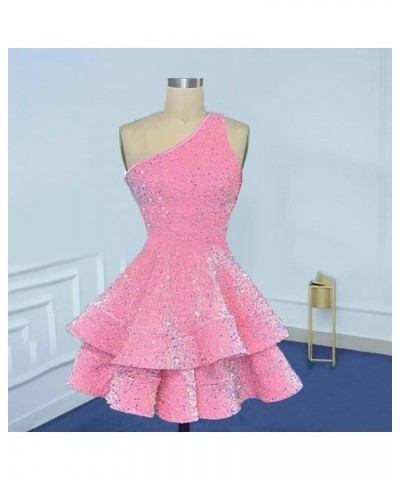 One Shoulder Sequin Homecoming Dresses Short Layered Sparkly Prom Dress for Teens 2023 A Line Evening Party Gowns Peacock $37...