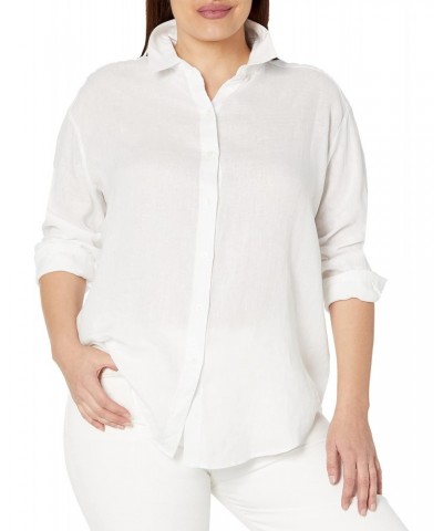 Women's Easy Linen Long Sleeve Button-Down Shirt, White, X-Large Plus $18.68 Blouses