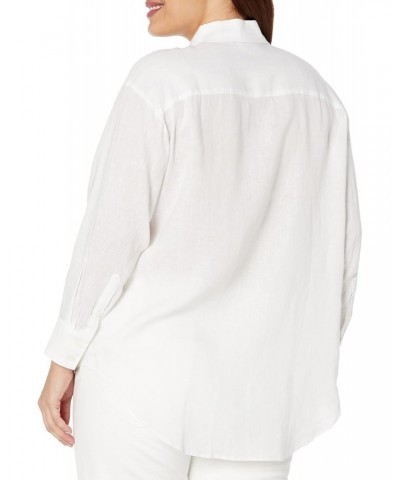 Women's Easy Linen Long Sleeve Button-Down Shirt, White, X-Large Plus $18.68 Blouses