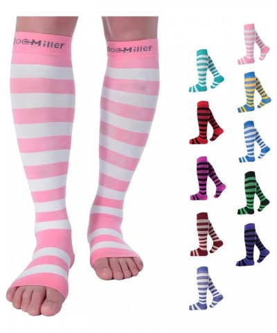 Open Toe Compression Socks for Women and Men 15-20mmHg, Shin Splints, Varicose Veins and Calf Injury Recovery Pink-white $10....