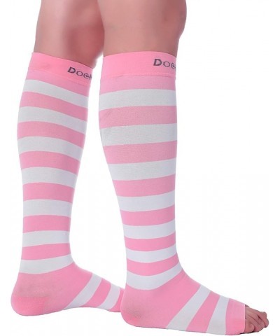 Open Toe Compression Socks for Women and Men 15-20mmHg, Shin Splints, Varicose Veins and Calf Injury Recovery Pink-white $10....