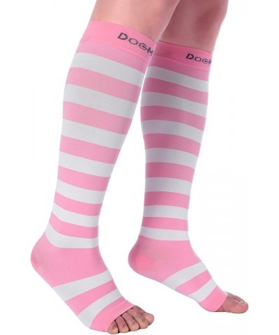 Open Toe Compression Socks for Women and Men 15-20mmHg, Shin Splints, Varicose Veins and Calf Injury Recovery Pink-white $10....