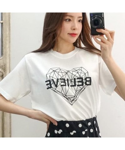 Women's Graphic Women's Summer Casual Crewneck Short Sleeve Tops T-Shirts Believe_brown $13.99 Tops