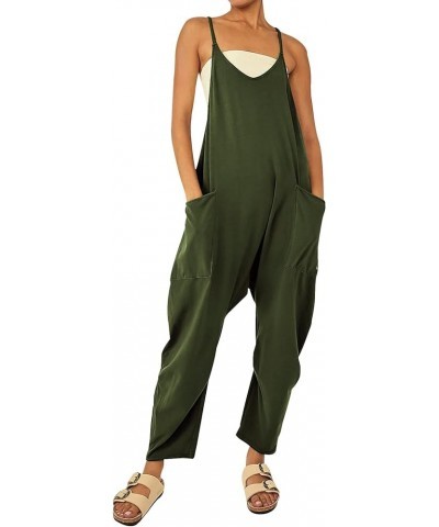 Women's Casual Sleeveless Jumpsuits Baggy Adjustable Strap Overalls with Pockets Armygreen $11.59 Overalls