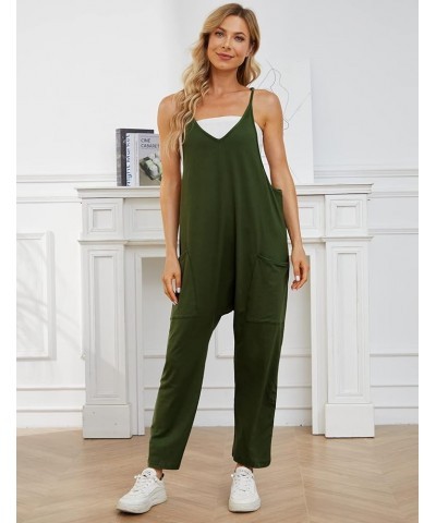 Women's Casual Sleeveless Jumpsuits Baggy Adjustable Strap Overalls with Pockets Armygreen $11.59 Overalls