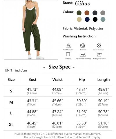 Women's Casual Sleeveless Jumpsuits Baggy Adjustable Strap Overalls with Pockets Armygreen $11.59 Overalls