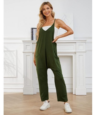 Women's Casual Sleeveless Jumpsuits Baggy Adjustable Strap Overalls with Pockets Armygreen $11.59 Overalls