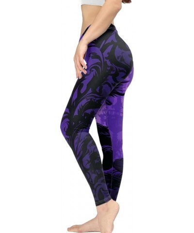 Women Yoga Pants Tummy Control Workout Leggings Stretch Fitness Tights Butt Lifting Halloween Cat Haunted Mansion $11.20 Legg...