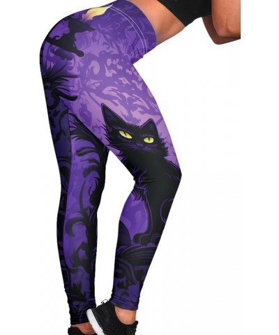 Women Yoga Pants Tummy Control Workout Leggings Stretch Fitness Tights Butt Lifting Halloween Cat Haunted Mansion $11.20 Legg...