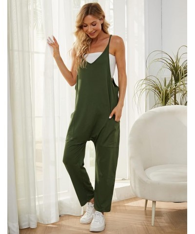 Women's Casual Sleeveless Jumpsuits Baggy Adjustable Strap Overalls with Pockets Armygreen $11.59 Overalls