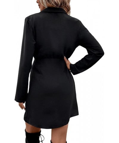 Women's Elegant Lapel Blazer Dress Long Sleeve Asymmetrical Wrap Short Dresses Black $20.70 Blazers