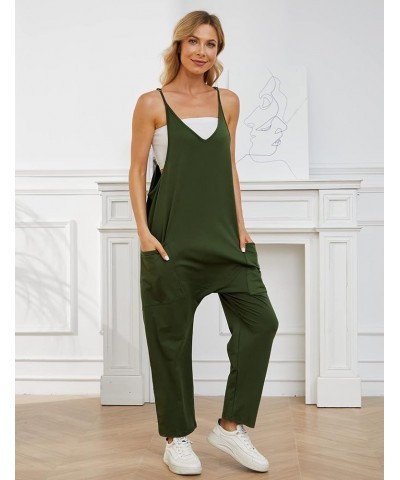 Women's Casual Sleeveless Jumpsuits Baggy Adjustable Strap Overalls with Pockets Armygreen $11.59 Overalls