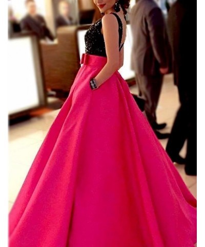 Women's Satin Evening Dresses With Sash Formal Gown With Rhinestone Red $35.34 Dresses