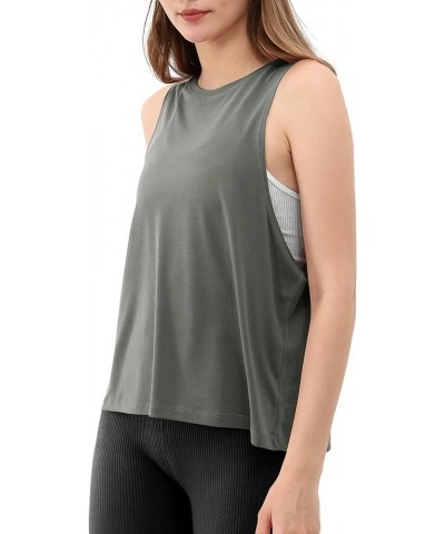 3-Pack Loose Tank Tops for Women Sleeveless Gym Athletic Workout Tops Yoga Shirts Steel (Long)-1 Pack $13.52 Activewear