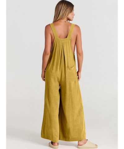 Women's Overalls Jumpsuit Casual Loose Sleeveless Adjustable Straps Bib Wide Leg Outfits with Pockets Yellow $20.89 Overalls