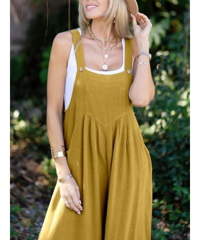 Women's Overalls Jumpsuit Casual Loose Sleeveless Adjustable Straps Bib Wide Leg Outfits with Pockets Yellow $20.89 Overalls