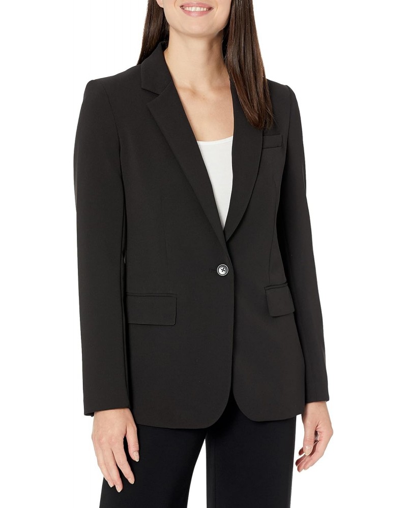 Women's Missy Foundation Long Sleeve Jacket, Black with Button, 8 $29.25 Blazers