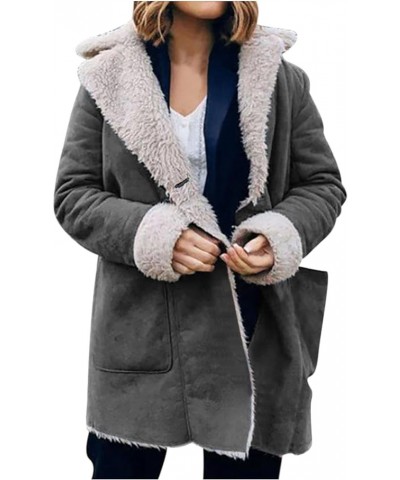 Womens Fleece Lined Jacket, Plus Size Winter Warm Parka Coat Fashion Lapel Button Down 2023 Fashion Comfy Furry Outerwear New...