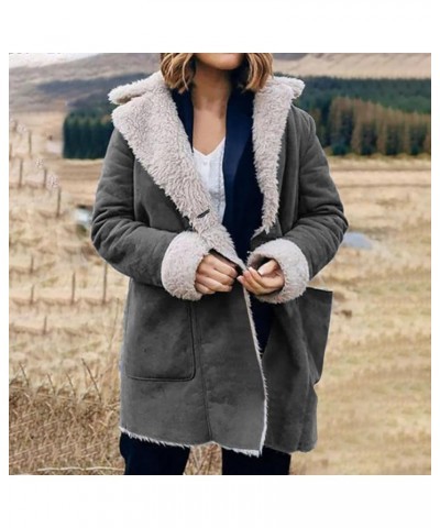 Womens Fleece Lined Jacket, Plus Size Winter Warm Parka Coat Fashion Lapel Button Down 2023 Fashion Comfy Furry Outerwear New...