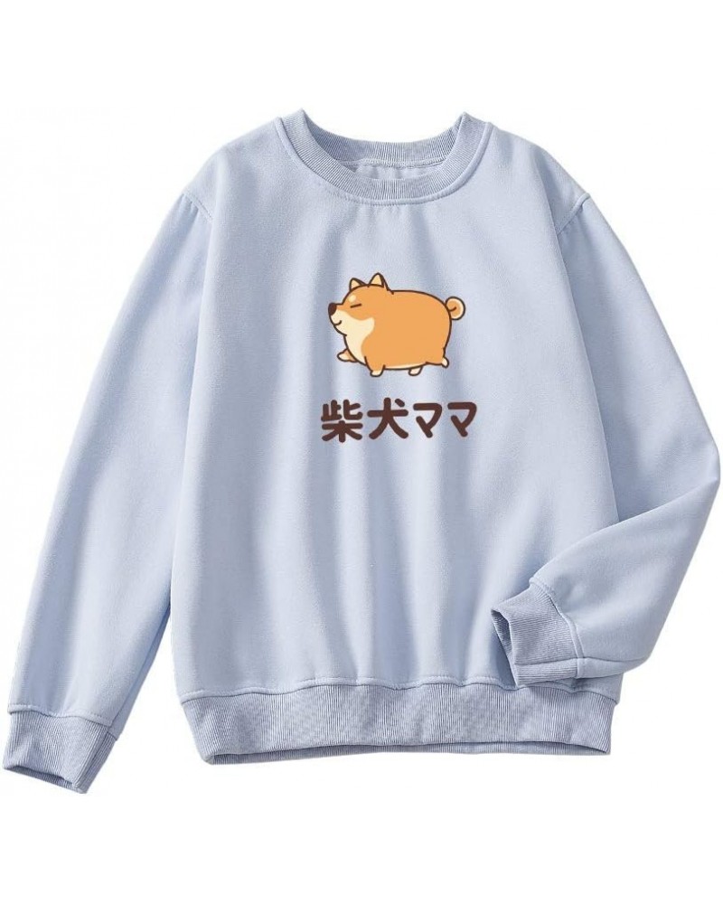 Women Cute Hoodie Fat Corgi Pattern Crewneck Tops Cotton Sweatshirts Pullover Blue $10.77 Hoodies & Sweatshirts