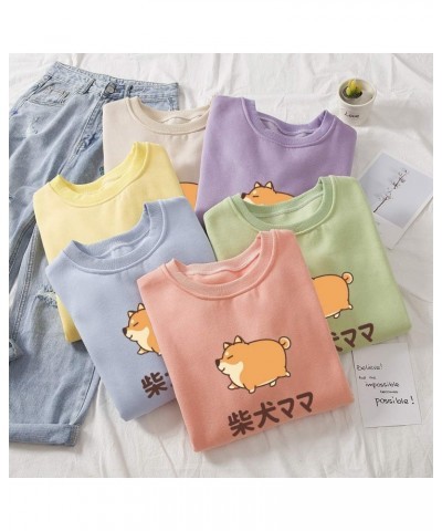 Women Cute Hoodie Fat Corgi Pattern Crewneck Tops Cotton Sweatshirts Pullover Blue $10.77 Hoodies & Sweatshirts