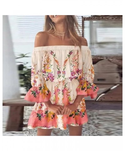 Women's Dresses for Plus Size Boho Sundresses Casual Beach Petite Long Cotton Elegant Maxi Dress with Sleeves Pink $8.23 Dresses