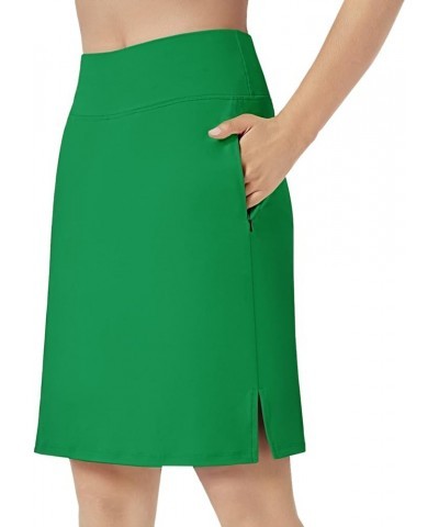 20'' Knee Length Skorts Skirts for Women Tennis Skirt Modest Athletic Golf Skorts with Zipper Pockets Kelly Green $18.69 Skirts