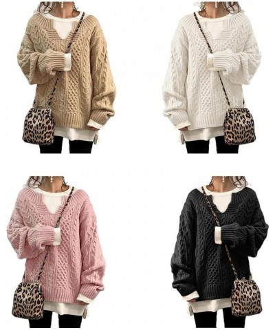 Slouchy Cable Knit Sweater Women Fall Fashion V-Neck,Sleeve Loose Cable Knit Sweater Pullover Large G $20.29 Sweaters