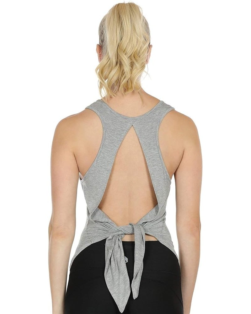 Tie Back Yoga Tops for Women, Lightweight Workout Athletic Tanks, Breathable Gym Shirts Grey $11.95 Activewear