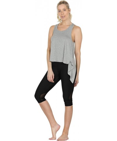 Tie Back Yoga Tops for Women, Lightweight Workout Athletic Tanks, Breathable Gym Shirts Grey $11.95 Activewear